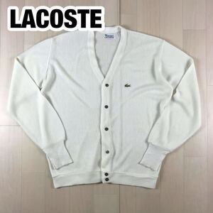 IZOD LACOSTE アイゾッドラコステ アクリル ニットカーディガン XL ホワイト ビッグサイズ ビッグシルエット USA製 ワニ あいみょん