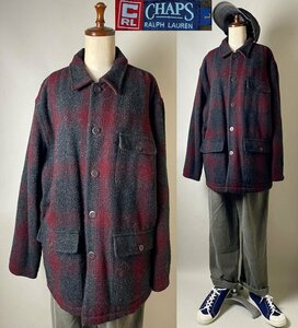 ★【激レア 国内正規品】CHAPS RALPH LAUREN チャップス ラルフローレン ウール チェック柄 ボタン カバーオール ジャケット ブルゾン L