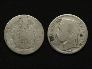 【フランス】 1フラン 1867年 Franc ナポレオン3世 Silver 銀貨