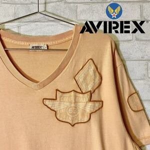 AVIREX アヴィレックス Vネック ワッペンTシャツ ミリタリー