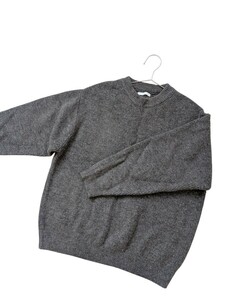 WYM LIDNM MELANGE AZE LOOSE KNIT Sサイズ SMALL アッシュブラウン げんじ 秋冬 定番 ニット セーター クルーネック 長袖ニット 無地 防寒