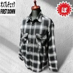 ✅FIRST DOWN オンブレチェック ネルシャツ シャドーチェック 黒系