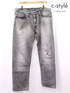 J647b [人気] DENHAM デンハム デニムパンツ W34 L34 グレー FORGE RELAXED FIT | ボトムス G