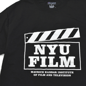 状態良好 Champion チャンピオン NYU FILM プリント Tシャツ 黒 size.L