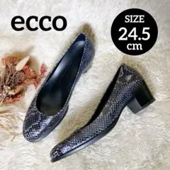 ✨美品✨　ecco エコー　パイソン　パンプス 太ヒール　39 24.5