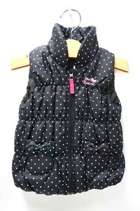 【中古】MIKI HOUSE HOT BISCUITS ミキハウスホットビスケッツ 子供服 キッズ ベスト アウター ブラック ドット柄 女の子 サイズ90cm