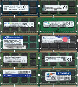 PC3L-12800 DDR3メモリー 8GB 10枚セット ノートPC用 低電圧メモリ 1.35V x 10枚【動作確認済み】H512-10