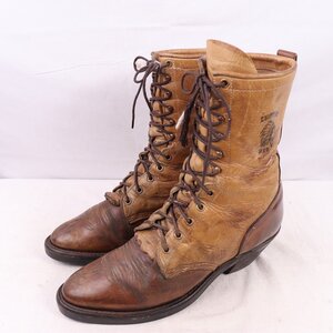 USA製 チペワ 10 1/2 D / ～28.5cm 位 ウエスタンブーツ 編み上げ 茶 ブラウン Chippewa レザー 本革 古着 中古 eb1427