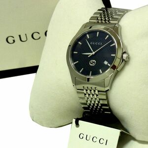 新品 定価133,100円■GUCCI グッチ クォーツ Gタイムレス G-TIMELESS YA1264106 文字盤ブラック ステンレススチール メンズ