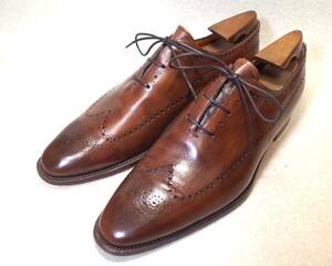 【送料無料】4056■SANTONI/サントーニ■イタリア製ウイングチップデザイン/ホールカット/ハンドメイドシューズ/28.5cm■