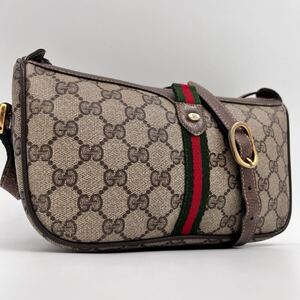 【極美品】粉吹きなし！ベタなし！GUCCI グッチ シェリーライン ショルダーバッグ オールドグッチ ヴィンテージ GG ロゴ ゴールド金具 希少