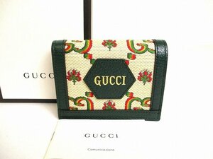 【希少】【未使用】 グッチ GUCCI 100周年記念 キャンバス カードケース 2つ折り 財布 コンパクトウォレット メンズ レディース