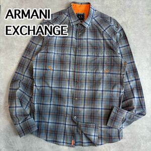 アルマーニ　エクスチェンジ　長袖シャツ　トップス　ネルシャツ　チェックシャツ　L ARMANI EXCHANGE ボタンダウン　シャツ　長袖 