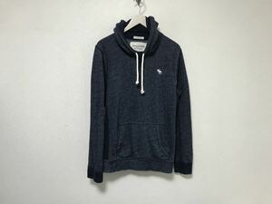 本物アバクロアンドフィッチAbercrombie&Fitchコットンスウェットロゴ刺繍長袖トレーナーパーカーメンズサーフアメカジ紺ネイビー柄S