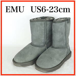 EB6222*emu*エミュー*レディースショートブーツ*ムートンブーツ*US6-23cm*グレー