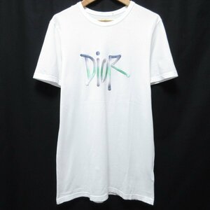 良品 20AW DIOR HOMME ディオールオム×ショーン・ステューシー Embroidered Logo Tee 半袖 Tシャツ カットソー XS ホワイト