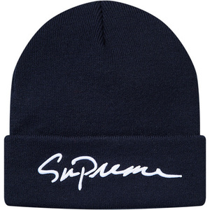 送料無料 ネイビー　18AW 18FW Supreme Classic Script Beanie NAVY クラシック　スクリプト　ビーニー　ニット　キャップ