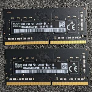 【中古】DDR4 SODIMM 16GB(8GB2枚組) SK hynix HMA81GS6CJR8N-VK [DDR4-2666 PC4-21300]