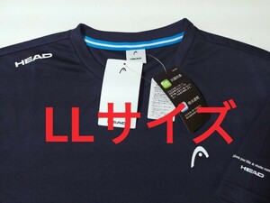 LLサイズ 送料無料 即決 ヘッド HEAD メンズ 吸水速乾 DRY Tシャツ 抗菌防臭 ストレッチ 半袖【ネイビー】ポリ100％ ゴルフ スポーツウェア