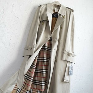 新品 BURBERRY 貴重なデッドストック! トレンチコート 撥水 コットンポリ チンスト&ライナー付き バーバリー チェック ベージュ M〜Lサイズ