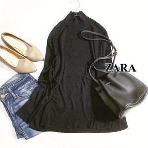 美品 ザラ ZARA ゆったり綺麗め ハイネック ストレッチニット プルオーバー M 春 秋 合服 24A11