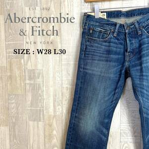 M3579 Abercrombie＆Fitch アバクロンビー＆フィッチ　デニムパンツ サイズW28 L30 ブルー　メンズ　ボタンフライ　ボトムス