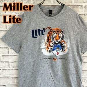 Miller Lite ミラーライトビール NFL シンシナティ・ベンガルズ Tシャツ 半袖 輸入品 春服 夏服 海外古着 会社 企業 酒 炭酸飲料 アメフト