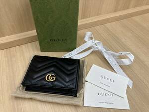 〇【売り切り】ほぼ未使用品 GUCCI グッチ 466492 GGマーモント レザー 二つ折り 財布 ウォレット レディース