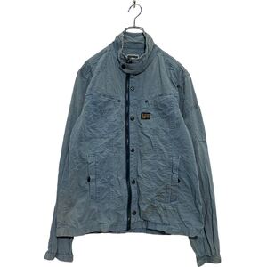 G-STAR RAW ジップアップ デニムジャケット XL ライトブルー ジースターロウ チンストラップ 薄手 古着卸 アメリカ仕入 a602-5615