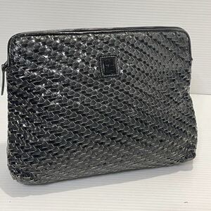 aa39■ 美品 FENDI 編み込み黒　レザー ポシェット　セカンドバッグ クラッチバッグ ショルダーバッグも