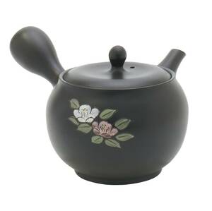 常滑焼！ 春秋 ☆黒泥色椿急須☆ Ｙ220　新品 茶器 お茶 煎茶 深蒸し ほうじ茶 ポット ギフト