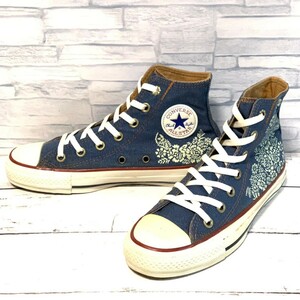 R7300bL CONVERSE コンバース ALL STAR オールスターフラデニ HI ハイカットスニーカー ブルー レディース 22.5cm 花柄 デニム 5CJ066