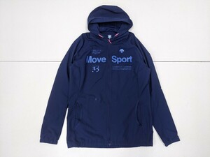 19．デサント Descente MOVE SPORTS DMWLJF13 サンスクリーン　フード付き薄手ジャージジャケット パーカー レディースO ネイビー x306