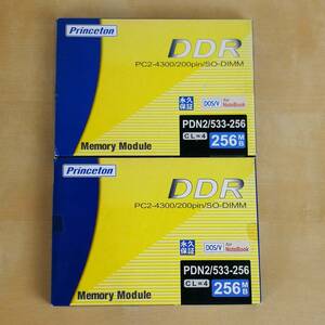 Princeton DDR2 SDRAM SO-DIMM 256MB PDN2/533-256 ２個セット 未使用（未開封） ①