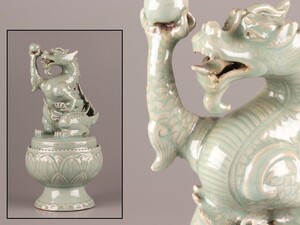 古美術 朝鮮古陶磁器 高麗青磁 香炉 時代物 極上品 初だし品 D0413