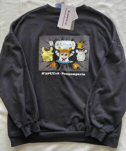 価格￥2530★新品　レディースM～L　ポプテピピック×ポムポムプリン　長袖トレーナー　黒　サンリオ sanrio Avail アベイル POP TEAM EPIC