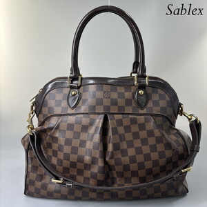 1円【超極美品】LOUIS VUITTON ルイヴィトン ハンドバッグ トートバッグ N51998 トレヴィGM エベヌ ダミエ 2way ショルダーバッグ