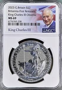 ★★ イギリス 2023年 ブリタニア 2￡ 1oz.999銀貨 NGC MS69 First Releases　★★