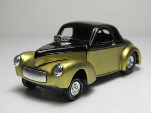  Willys Coupe 1/64位 ウィリス クーペ HotRod ゴールドxブラックメタ アメリカンマッスルV8 ドラッグ カー Goodyear EAGLE ホットロッド