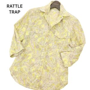 美品★ RATTLE TRAP メンズビギ 春夏 ペイズリー総柄 7分袖 ウエスタン シャツ Sz.S　メンズ　C4T04554_5#A