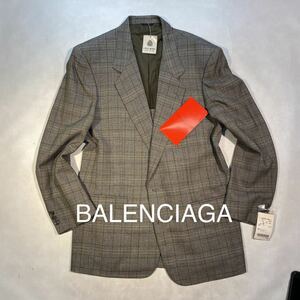 新品タグ付き幻のBALENCIAGA Paris2つボタンテーラードジャケットサイズA7 ミリタリー系フォレストカラーバーズアイチェック柄日本製ウール