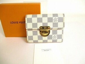 【未使用保管品】 ルイヴィトン LOUIS VUITTON ダミエ アズール ポルトフォイユ コアラ 3つ折り 財布 コンパクト財布