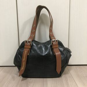 Vivienne Westwood MADE IN ITALY BAGヴィヴィアンウエストウッド レザー オーブ トート ハンド バッグ ブラック モノグラム ミニ ボストン