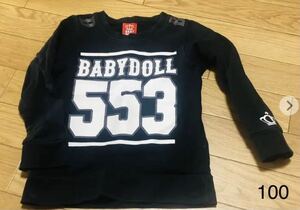 ベビードール　薄手トレーナー　黒 100 男女兼用　BABYDOLL ロンT 長袖Tシャツ