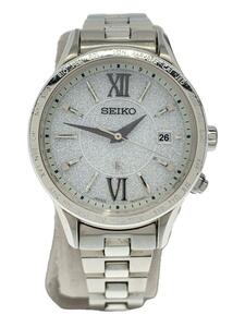 SEIKO◆ソーラー腕時計/アナログ/ステンレス/WHT/SLV/SS/1B53-0AB0