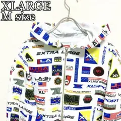 【希少デザイン】XLARGE 総柄　美品　良デザイン　ダブルジップ　パーカー