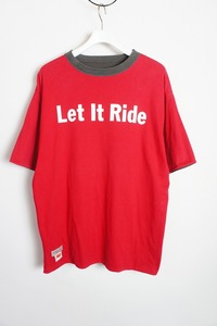 希少 90s LET IT RIDEレットイットライド リバーシブル Tシャツ 半袖 カットソー LET IT ROCK ヴィンテージ ビンテージ 赤506O■K2