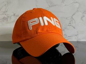 【未使用品】200D 訳あり★PING ピン ゴルフキャップ 帽子 CAP 希少なオレンジのポリエステル素材にホワイトロゴ《FREEサイズ》渋野日向子 