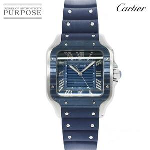 カルティエ Cartier サントスドゥカルティエLM WSSA0048 メンズ 腕時計 デイト ブルー 文字盤 自動巻き Santos de Cartier 90180660