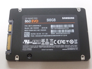 Samsung SSD 860EVO SATA 2.5inch 500GB 電源投入回数18回 使用時間16190時間 正常43%判定 MZ-76E500 正常値低い為ジャンク品扱いです④